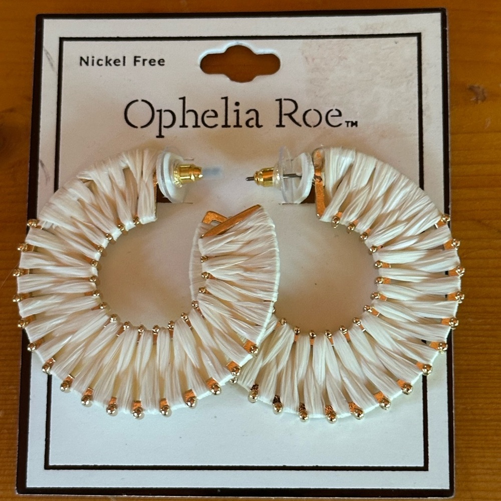 💥 $5 if bundled - OPHELIA ROE White & Gold Hoop Earrings